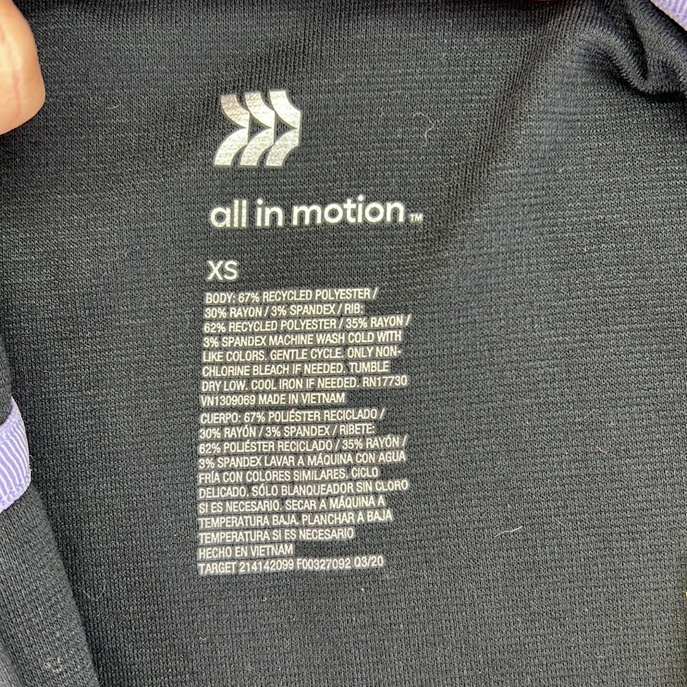 NWT All In Motion Long Sleeve 1/2 Zip Up Jacket Hoodie Black Womens Size XS - Picture 5 of 8